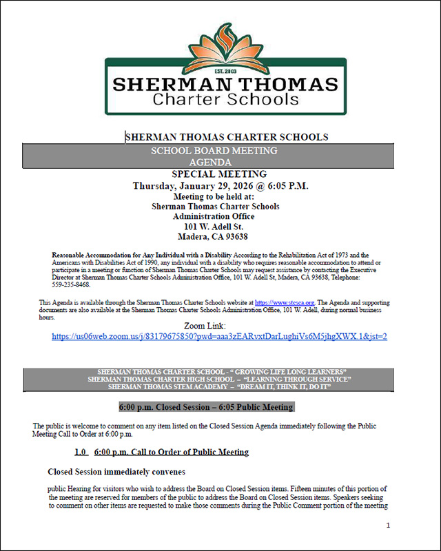 Special Meeting 1/29/2026